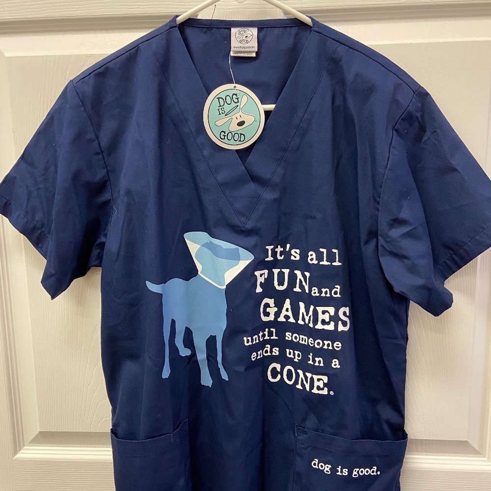 NWT Unisex Scrub, Dog is Good, Cone